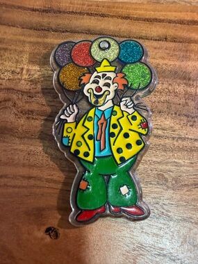 Vintage Colorful Clown sun catcher with Glitter Balloons Acrylic